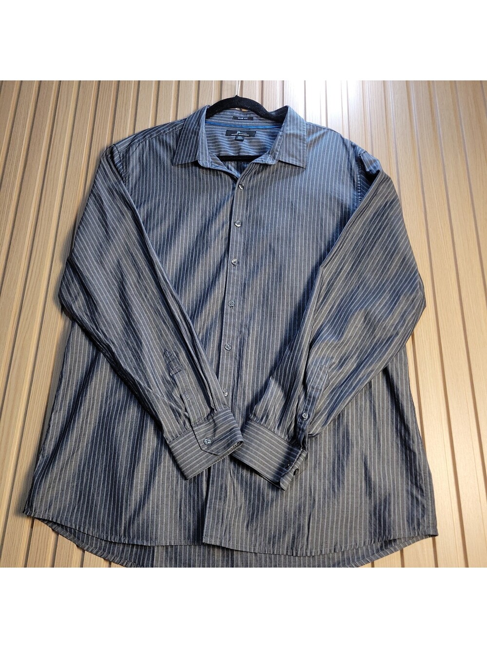 Marc Anthony Mens XXL Slim Fit Button Down Shirt Gray Pinstripe 100% Cotton
